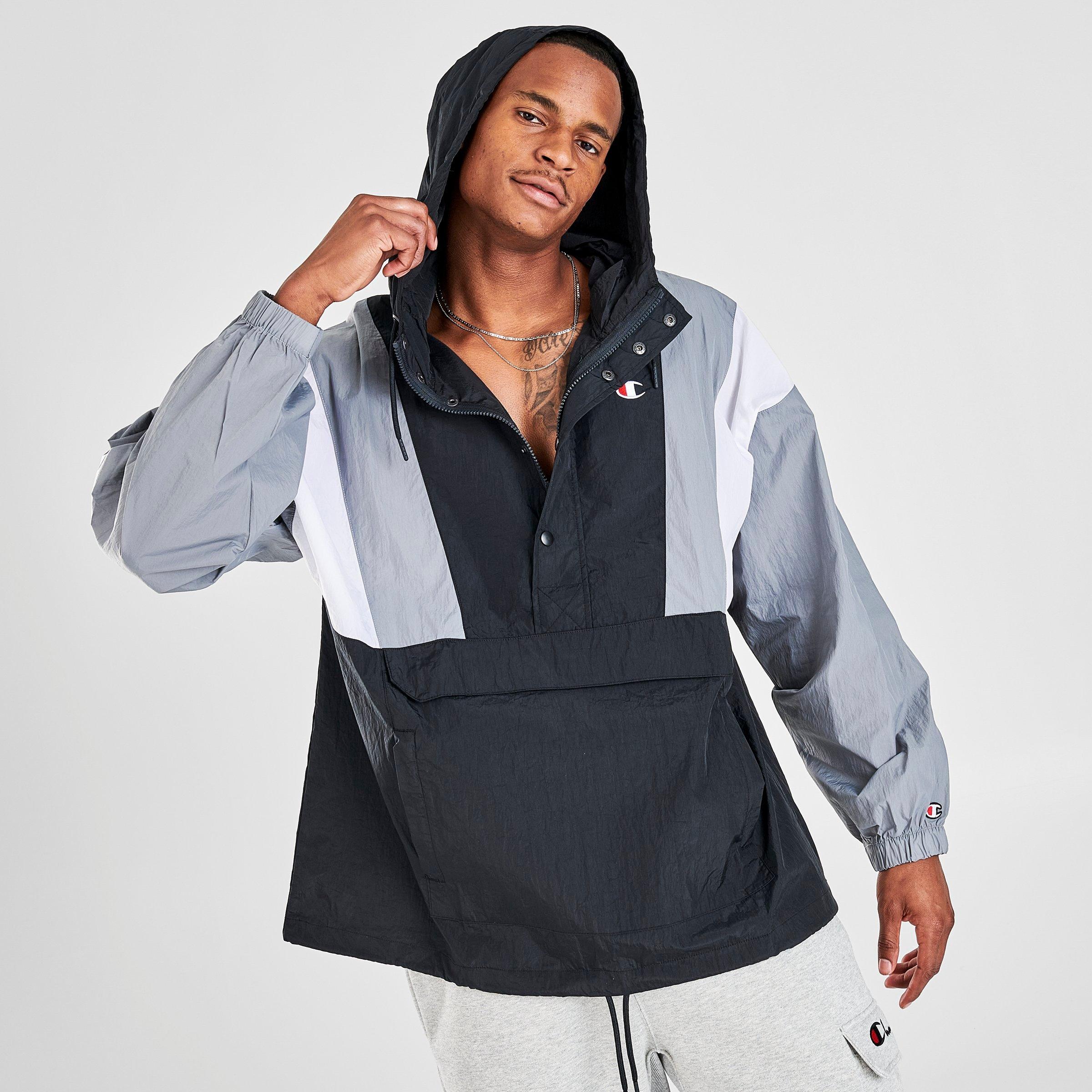 champion windbreaker mens grey