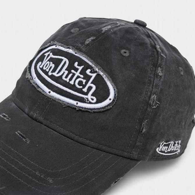 Bottom view of Von Dutch Busted Dad Strapback Hat in Washed Black Click to zoom