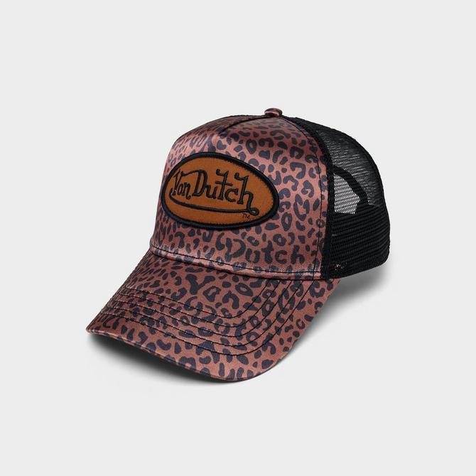 Front view of Von Dutch Satin Trucker Hat in Black/Brown Click to zoom
