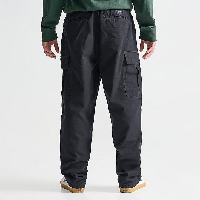 Back Right view of Men's Vans Baggy Tapered Cargo Range Pants in Black Click to zoom
