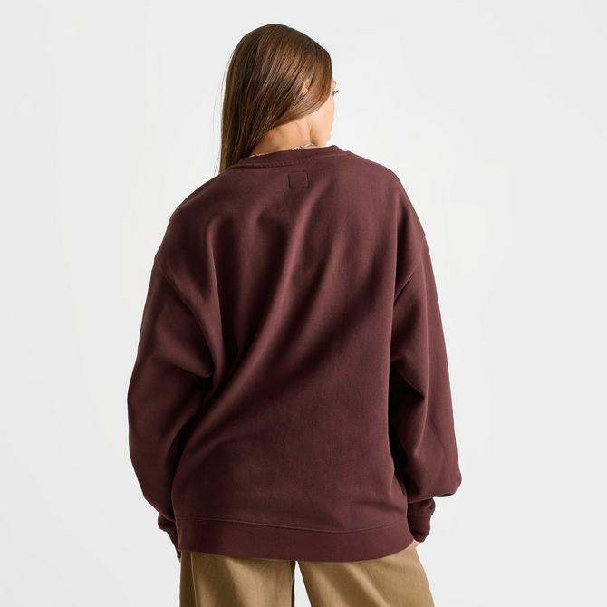 [angle] view of Women's Vans First Team Oversized Crewneck Sweatshirt in Bitter Chocolate Click to zoom