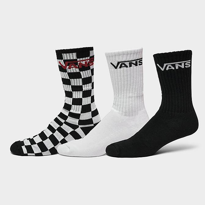 Front view of Vans Classic Crew Socks (3 Pack) in White/Black Click to zoom