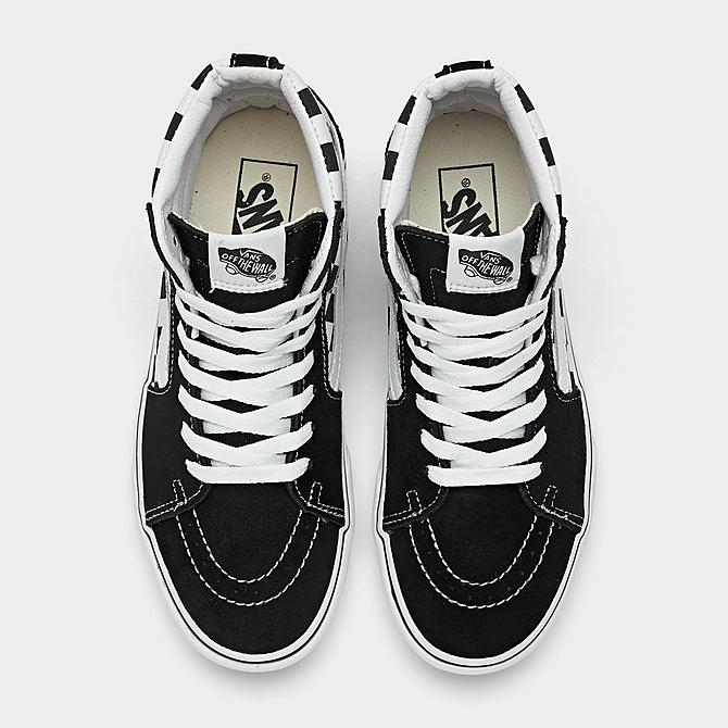 Back view of Women's Vans Sk8-Hi Platform 2.0 Casual Shoes in Black/Black-White Checkerboard Click to zoom