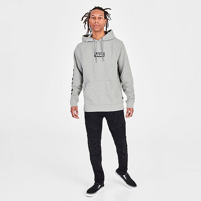 Front Three Quarter view of Men's Vans Versa Standard Pullover Hoodie in Cement Heather/Checkerboard Click to zoom