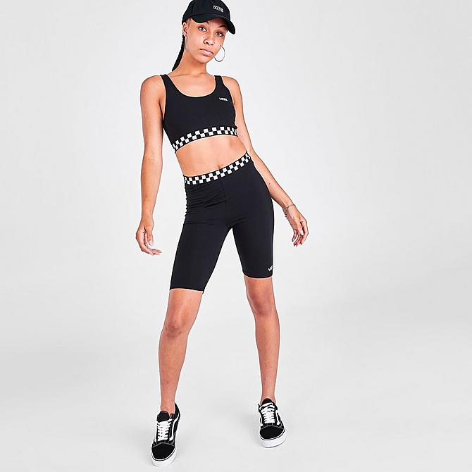 Front Three Quarter view of Women's Vans Checked Out Bralette in Black Click to zoom