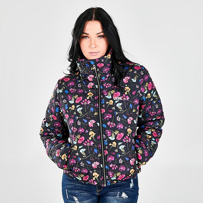 Back Left view of Women's Vans Foundry V Printed Puffer MTE-1 Jacket in Pressed Floral Click to zoom