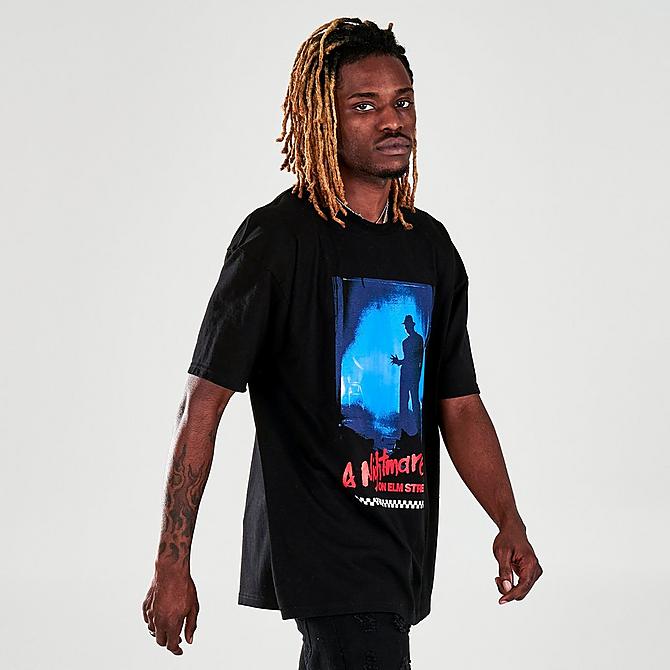 Back Left view of Men's Vans x A Nightmare on Elm Street Print Graphic Short-Sleeve T-Shirt in Black Click to zoom