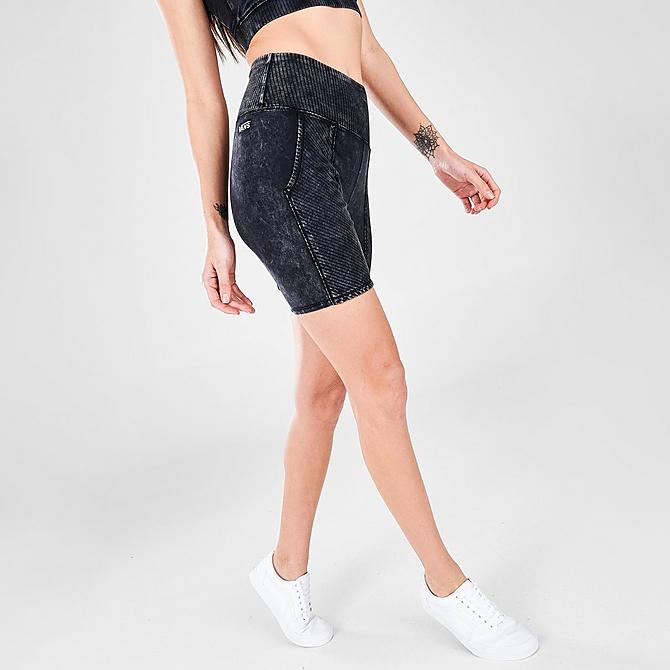 Back Left view of Women's Vans Concrete High Rise 9 Inch Bike Shorts in Washed Black Click to zoom