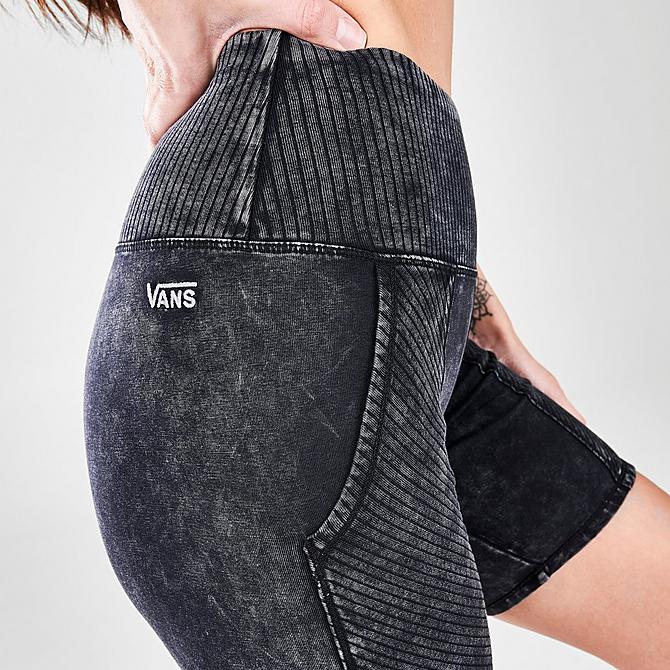 On Model 6 view of Women's Vans Concrete High Rise 9 Inch Bike Shorts in Washed Black Click to zoom