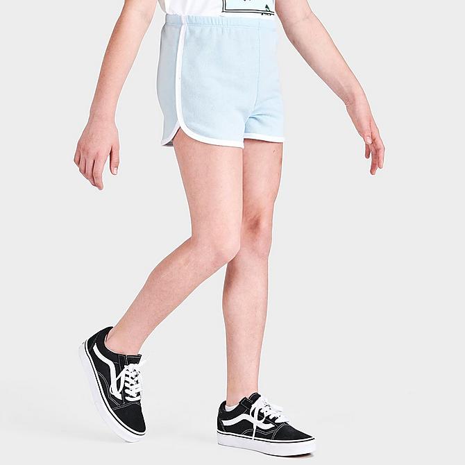 Back Left view of Girls' Vans SAS Shorts in Delicate Blue/White Click to zoom