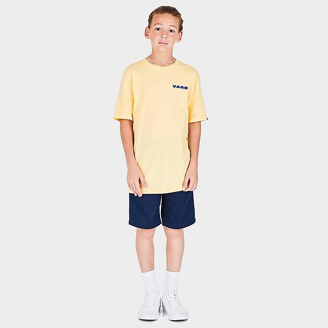 Front Three Quarter view of Boys' Vans Authentic Stretch Shorts in Dress Blues Click to zoom