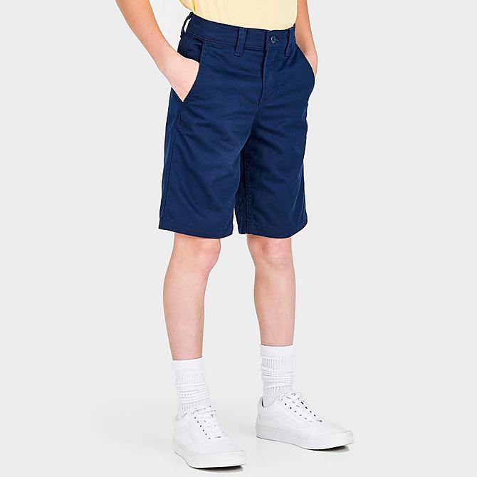 Back Left view of Boys' Vans Authentic Stretch Shorts in Dress Blues Click to zoom