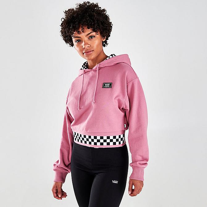 Front view of Women's Vans Boom Boom 66 Cropped Pullover Hoodie in Mesa Rose Click to zoom