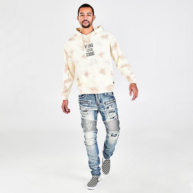 Front Three Quarter view of Men's Vans Scattered Tie Dye Pullover Hoodie in White Click to zoom