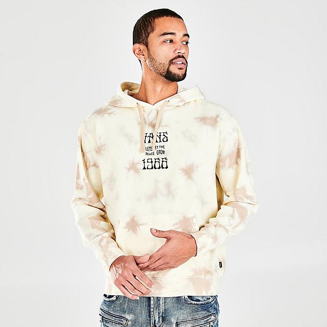 Back Right view of Men's Vans Scattered Tie Dye Pullover Hoodie in White Click to zoom