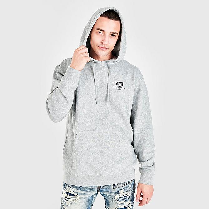 Back Right view of Men's Vans Commercial DNA Pullover Hoodie in Grey Click to zoom