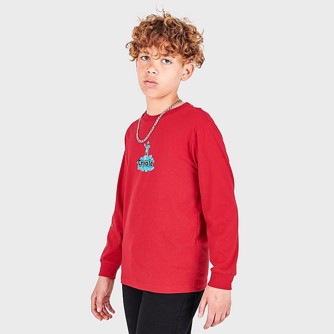 Back Left view of Kids' Toddler and Little Kids' Vans x Crayola Crayon Long-Sleeve T-Shirt in Chili Pepper Click to zoom