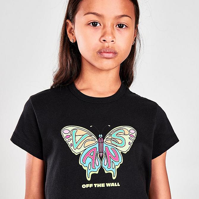 On Model 5 view of Girls' Vans Mini Butterfly T-Shirt in Black Click to zoom