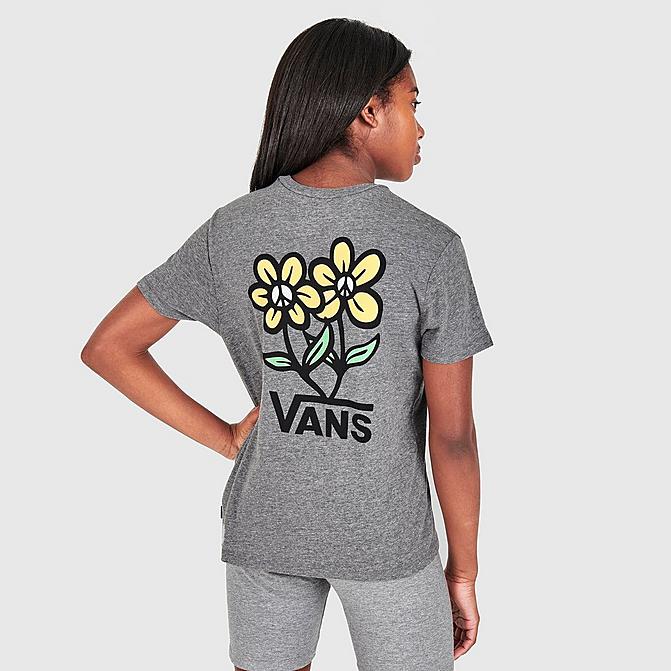 Front view of Girls' Vans Floral Hit T-Shirt in Grey Heather Click to zoom