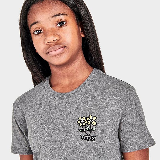 On Model 6 view of Girls' Vans Floral Hit T-Shirt in Grey Heather Click to zoom
