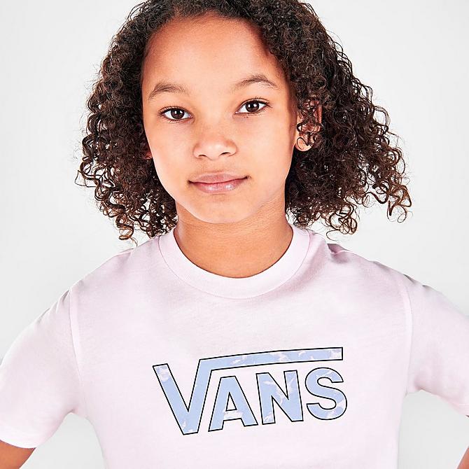 On Model 5 view of Girls' Vans Logo T-Shirt in Cradle Pink Click to zoom
