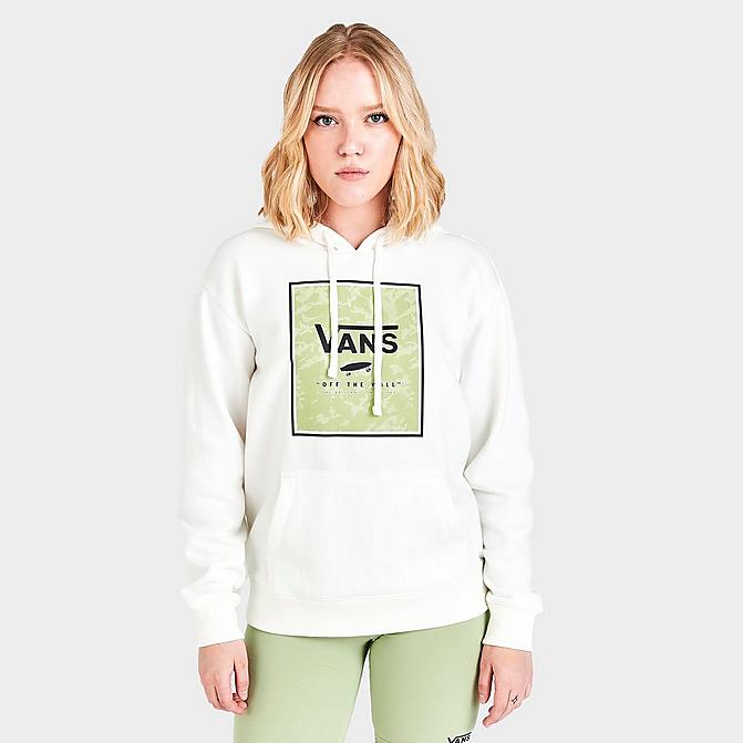 Front view of Women's Vans Boxed In Water Washed BFF Hoodie in Marshmallow Click to zoom