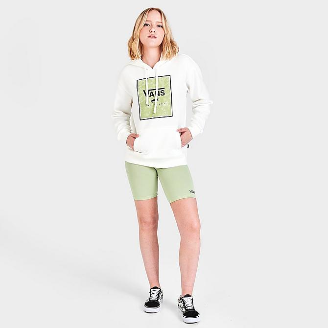 Front Three Quarter view of Women's Vans Boxed In Water Washed BFF Hoodie in Marshmallow Click to zoom