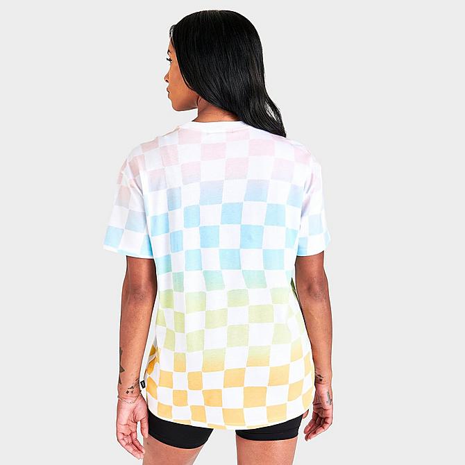 Back Right view of Women's Vans Wavy Check Popsicle Tie-Dye Oversized Crewneck T-Shirt in White/Multi Click to zoom