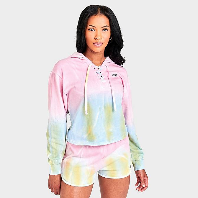 Front view of Women's Vans Popsicle Tie-Dye Lace Up Hoodie in Orchid Pink Click to zoom