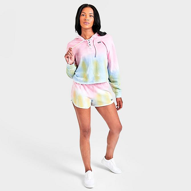 Front Three Quarter view of Women's Vans Popsicle Tie-Dye Lace Up Hoodie in Orchid Pink Click to zoom