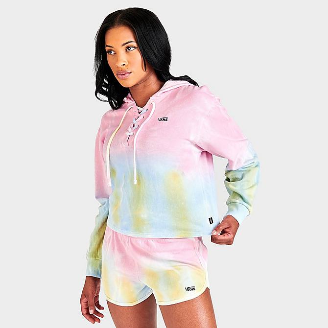 Back Left view of Women's Vans Popsicle Tie-Dye Lace Up Hoodie in Orchid Pink Click to zoom