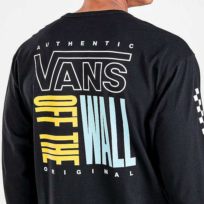 Back Right view of Men's Vans Stacked Up Long Sleeve T-Shirt in Black Click to zoom