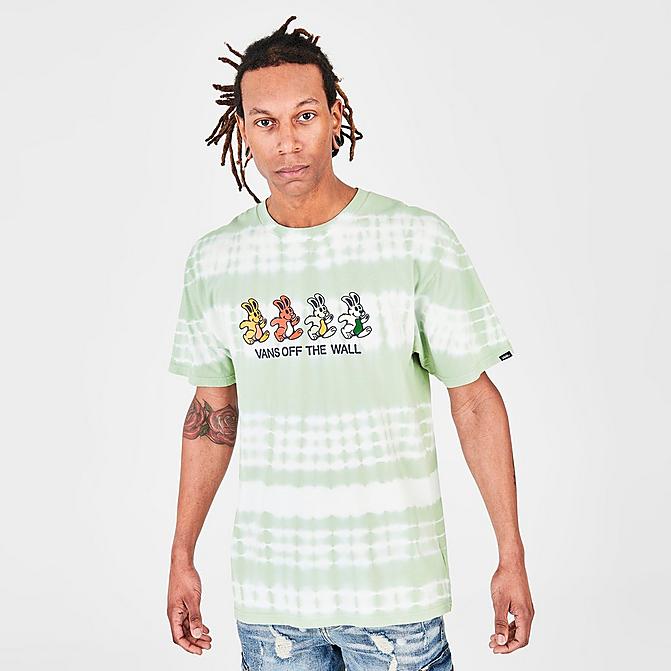 Front view of Men's Vans Peace Of Mind Tie-Dye T-Shirt in Celadon Green Click to zoom
