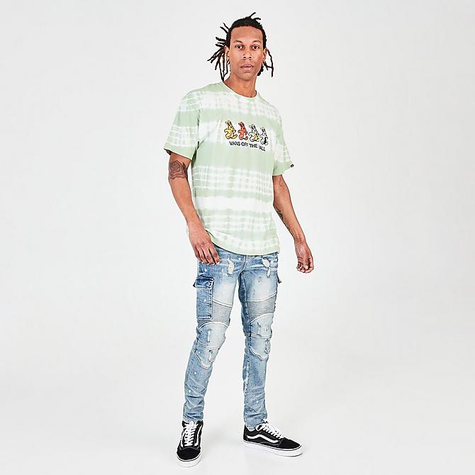Front Three Quarter view of Men's Vans Peace Of Mind Tie-Dye T-Shirt in Celadon Green Click to zoom