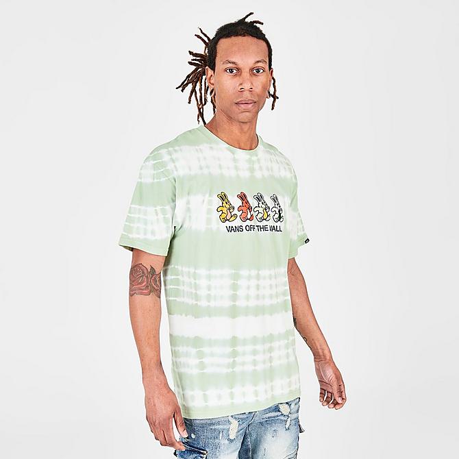 Back Left view of Men's Vans Peace Of Mind Tie-Dye T-Shirt in Celadon Green Click to zoom