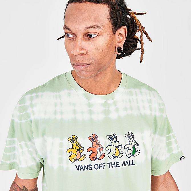 On Model 5 view of Men's Vans Peace Of Mind Tie-Dye T-Shirt in Celadon Green Click to zoom