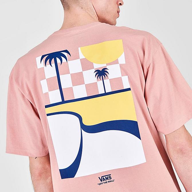 On Model 5 view of Men's Vans Pool Days T-Shirt in Mellow Rose Click to zoom