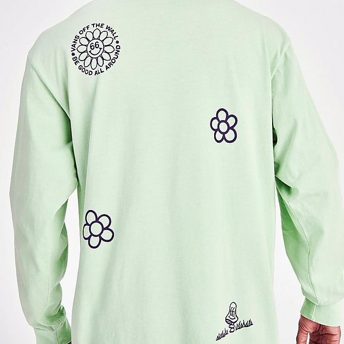 On Model 5 view of Men's Vans Vintage Peace Of Mind Graphic Print Long-Sleeve T-Shirt in Celadon Green Click to zoom