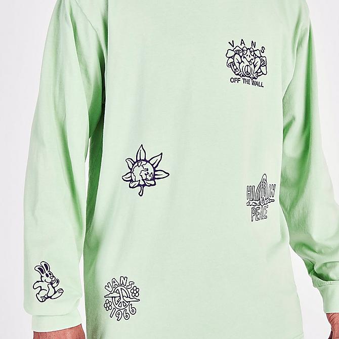 On Model 6 view of Men's Vans Vintage Peace Of Mind Graphic Print Long-Sleeve T-Shirt in Celadon Green Click to zoom