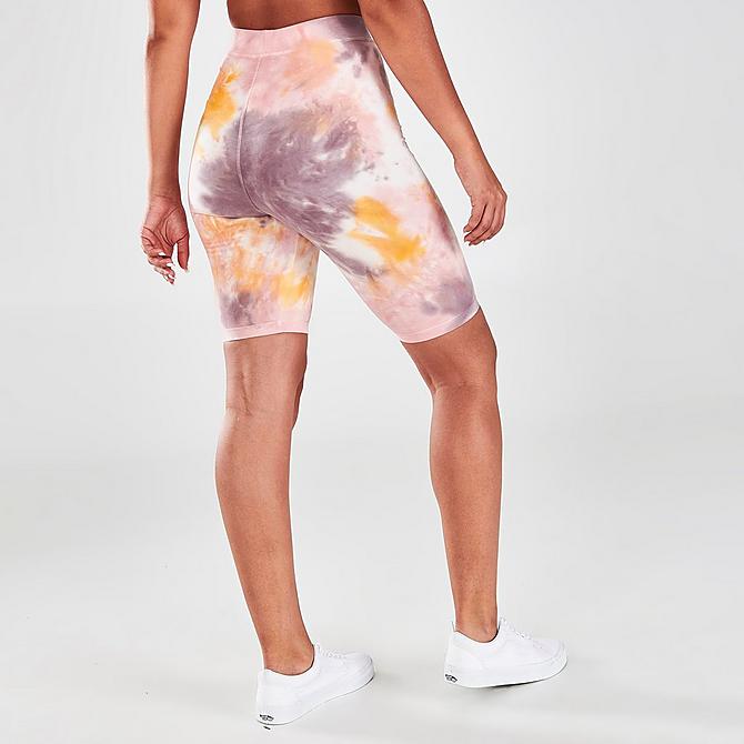 Back Right view of Women's Vans Flying V Tie-Dye Bike Shorts in Purple Dove Click to zoom