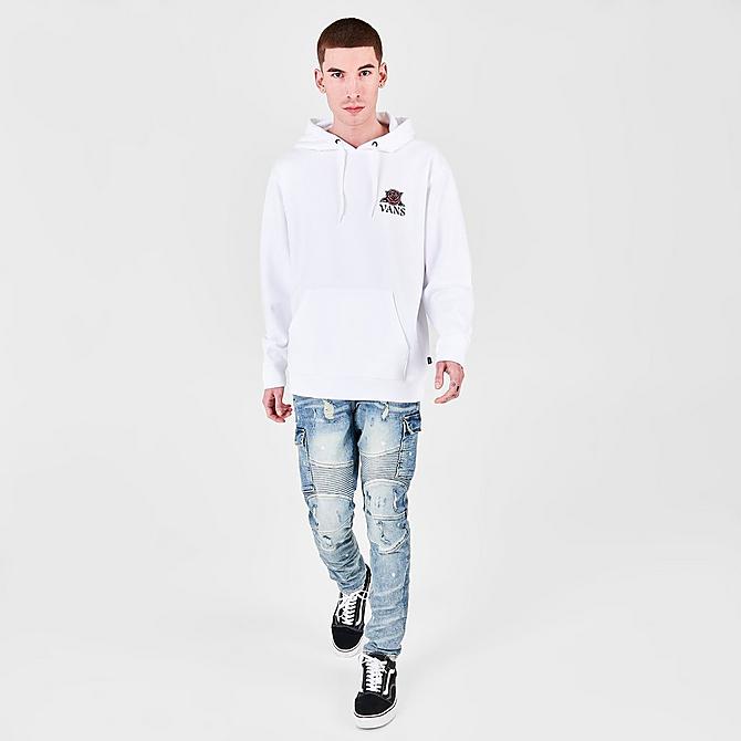 Front Three Quarter view of Men's Vans Rose Hoodie in White Click to zoom