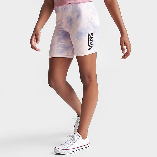 Front view of Girls' Vans Water Wash Bike Shorts in Languid Lavender/Water Wash Click to zoom