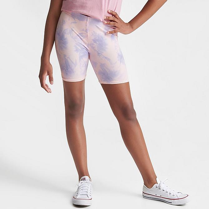 Back Left view of Girls' Vans Water Wash Bike Shorts in Languid Lavender/Water Wash Click to zoom