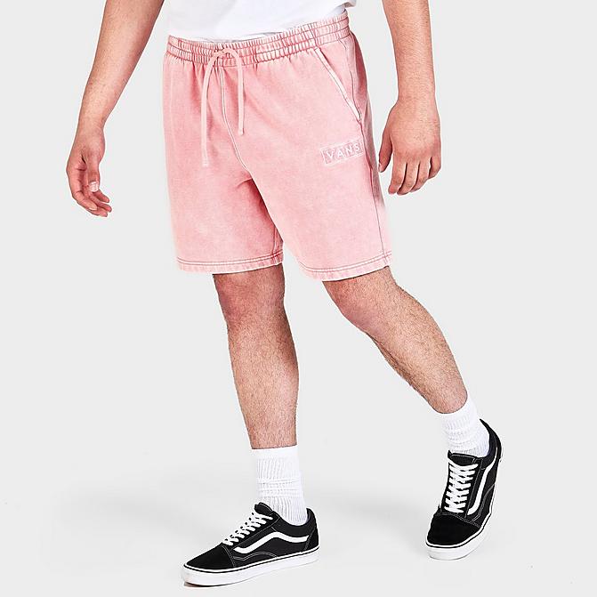Front view of Men's Vans Mineral Wash Loose Fleece Shorts in Mellow Rose Click to zoom
