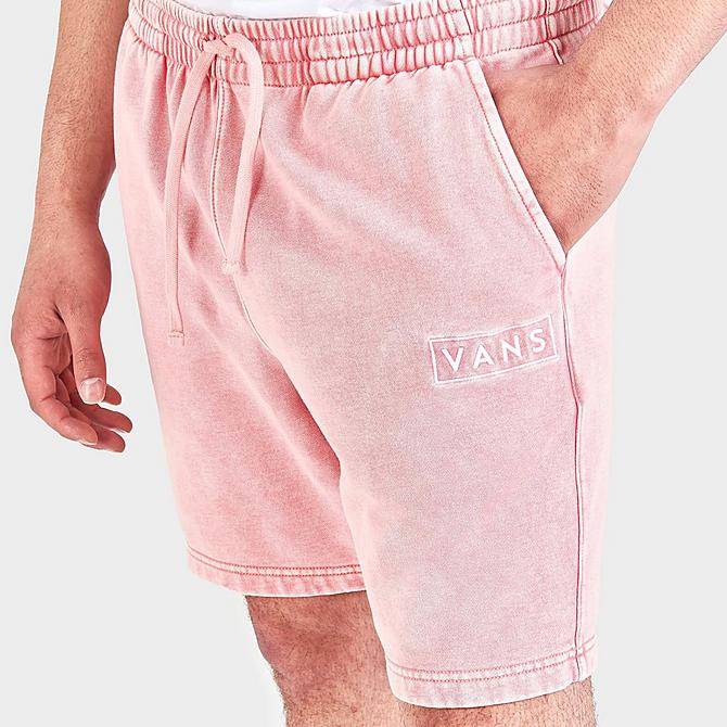 On Model 5 view of Men's Vans Mineral Wash Loose Fleece Shorts in Mellow Rose Click to zoom