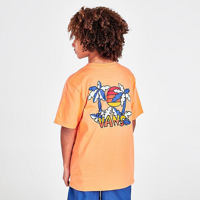 Front view of Kids' Vans Tiki Palms T-Shirt in Melon Click to zoom