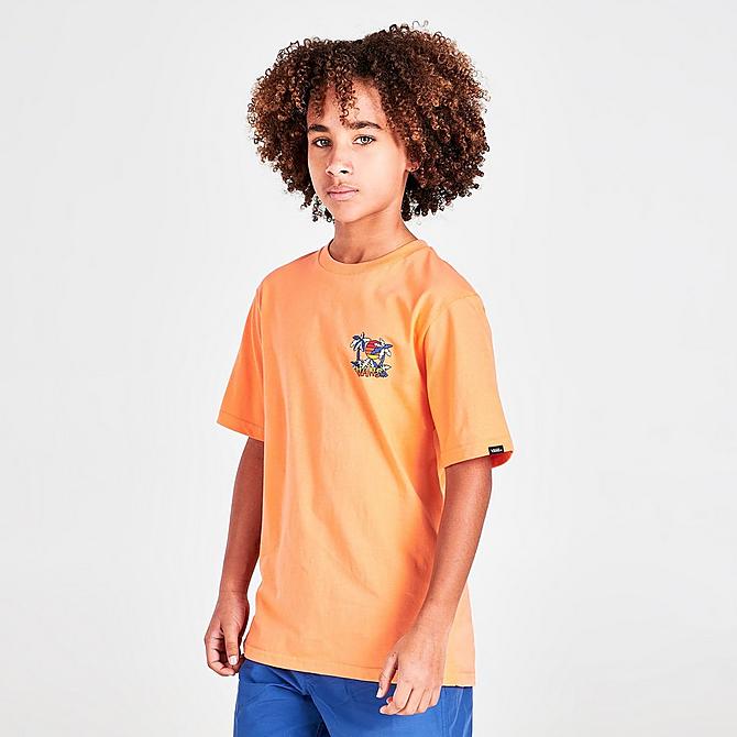 Back Right view of Kids' Vans Tiki Palms T-Shirt in Melon Click to zoom