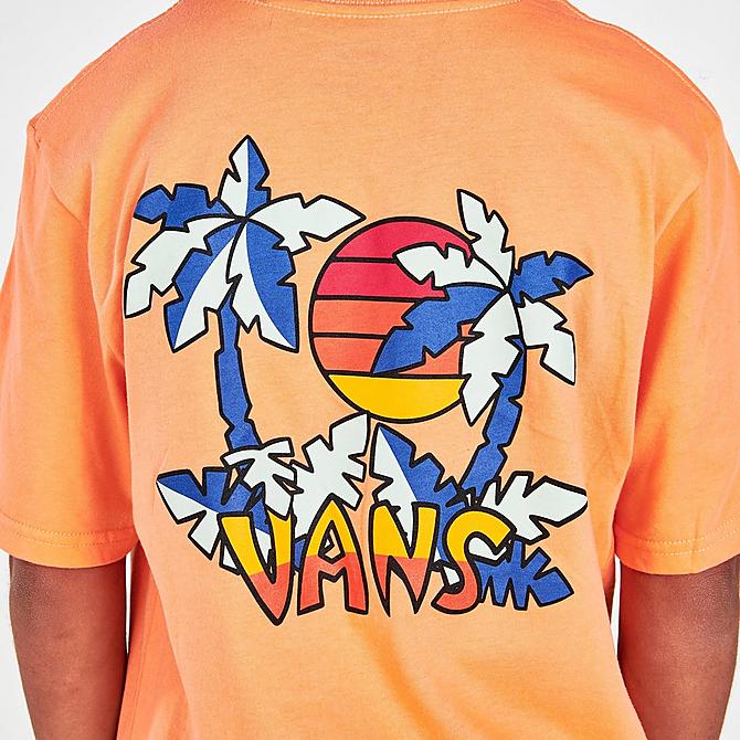On Model 6 view of Kids' Vans Tiki Palms T-Shirt in Melon Click to zoom