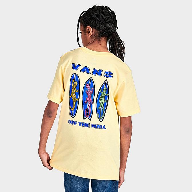 Front view of Kids' Vans Surf Geckos T-Shirt in Pale Banana Click to zoom