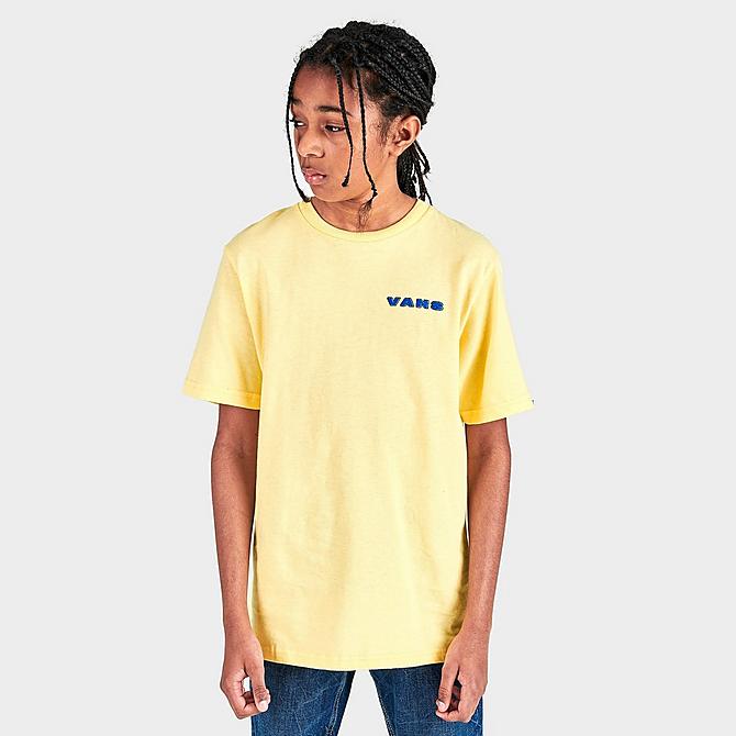Back Left view of Kids' Vans Surf Geckos T-Shirt in Pale Banana Click to zoom